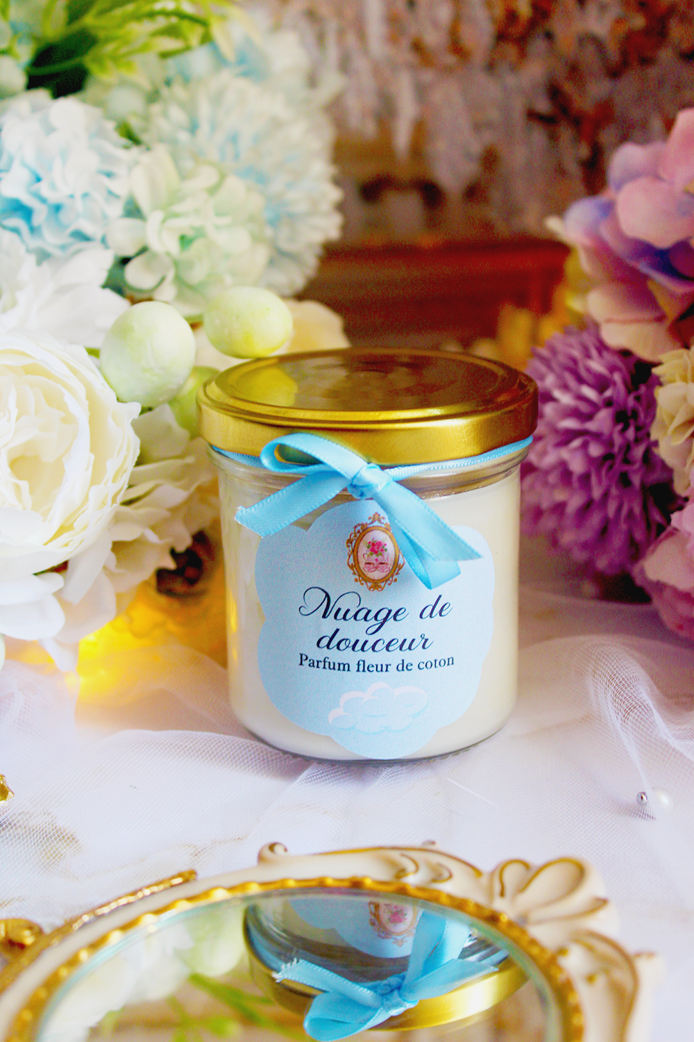 Bougie classique : Nuage de Douceur – Parfum Fleur de Coton