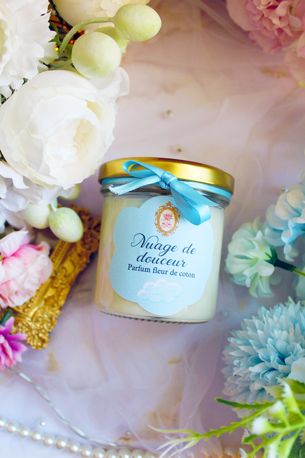Bougie classique : Nuage de Douceur – Parfum Fleur de Coton