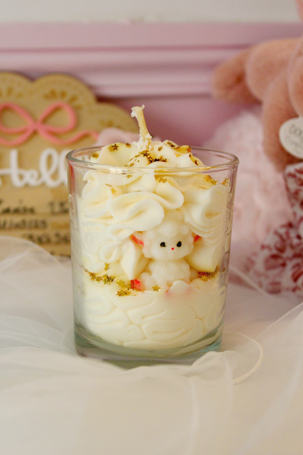 Bougie gourmande "Bienvenue bébé" - parfum lessive de bébé