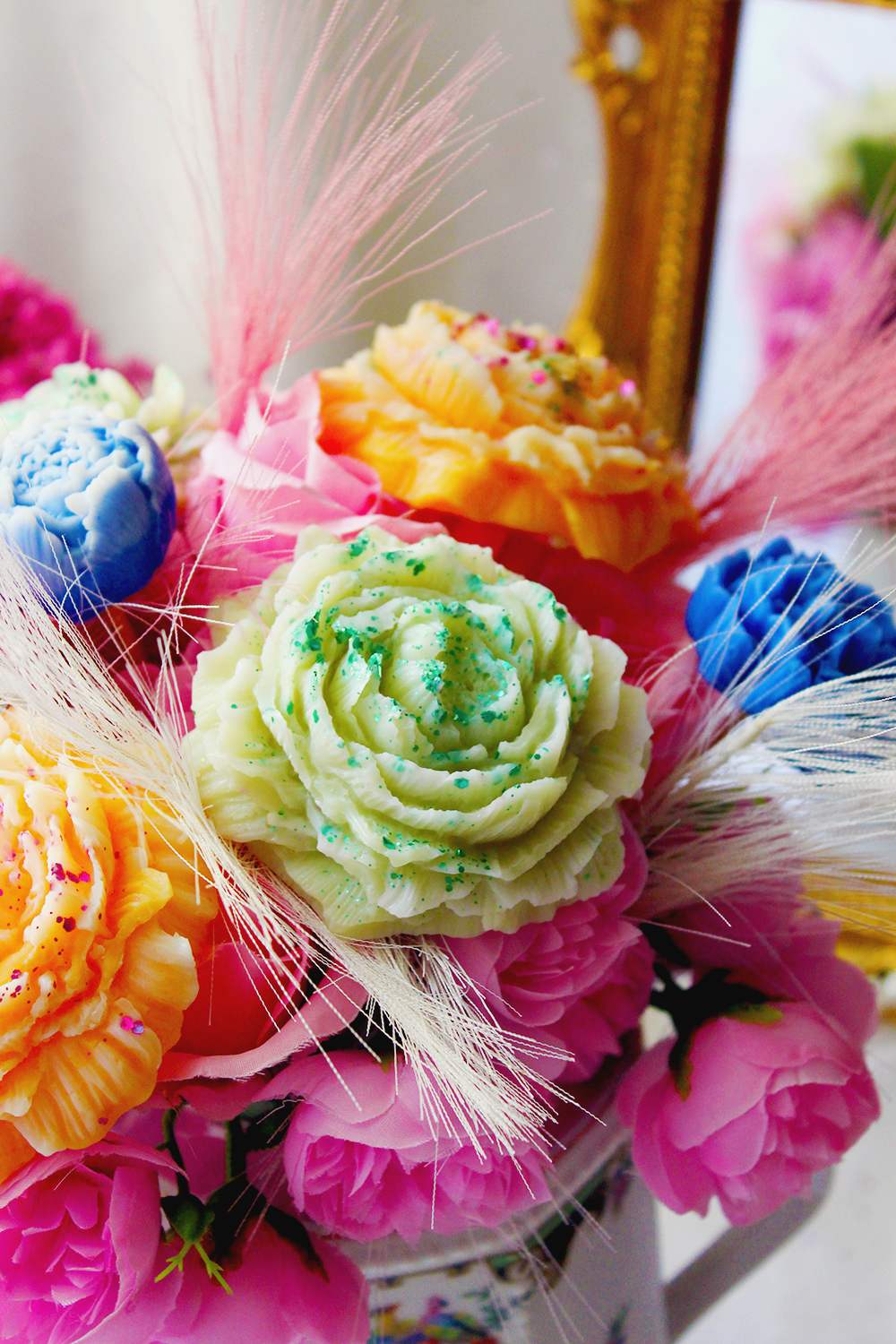 Bouquet théière "Perruches multicolores"- Parfum yuzu