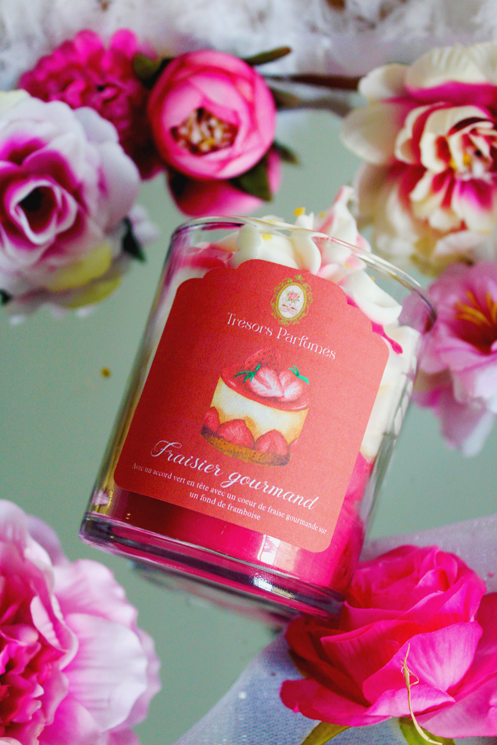 Bougie gourmande Fraisier gourmand - parfum gâteau à la fraise