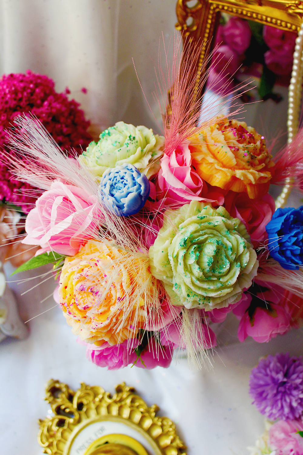 Bouquet théière "Perruches multicolores"- Parfum yuzu