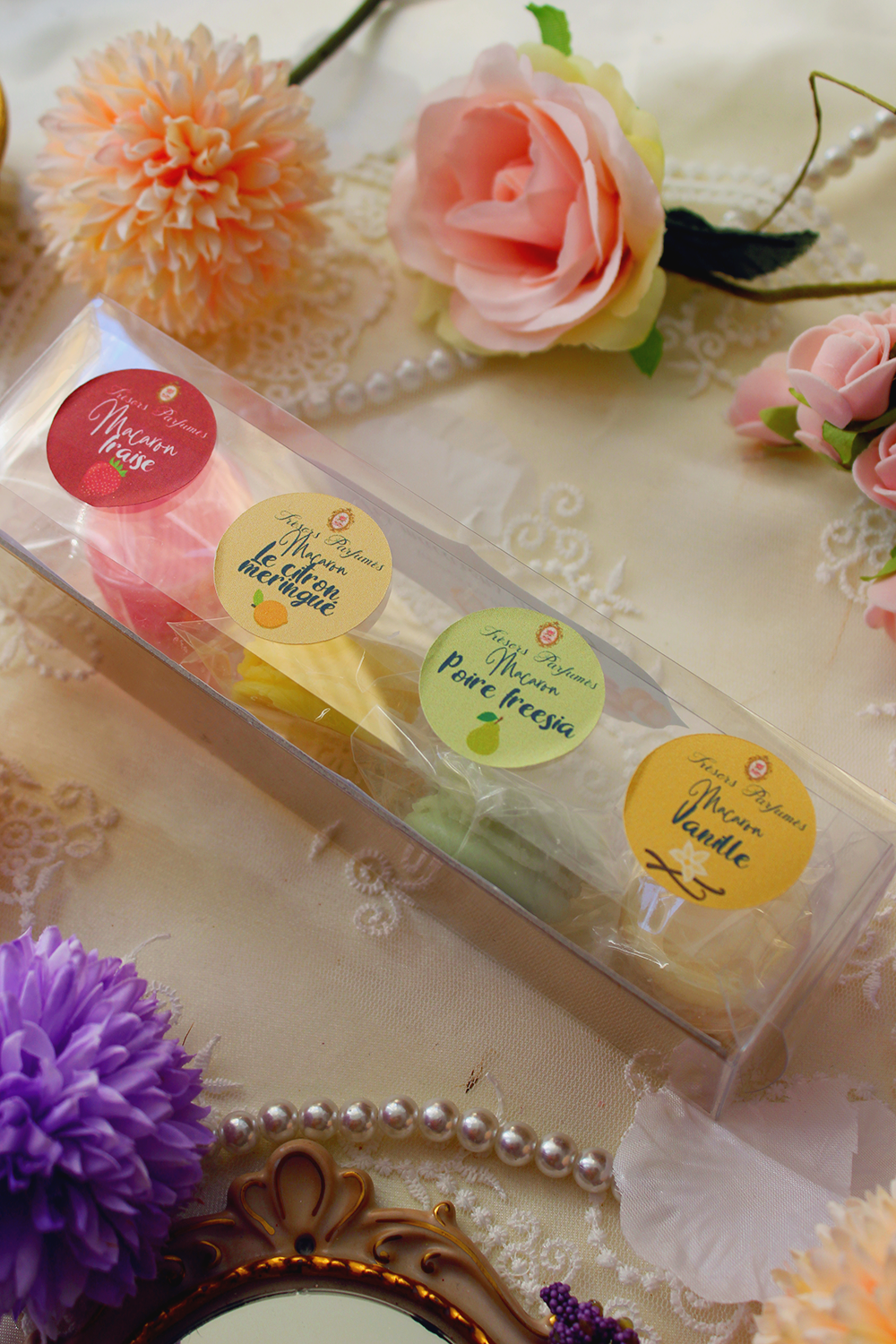 Les macarons de Lady - coffret 4 fondants parfumés