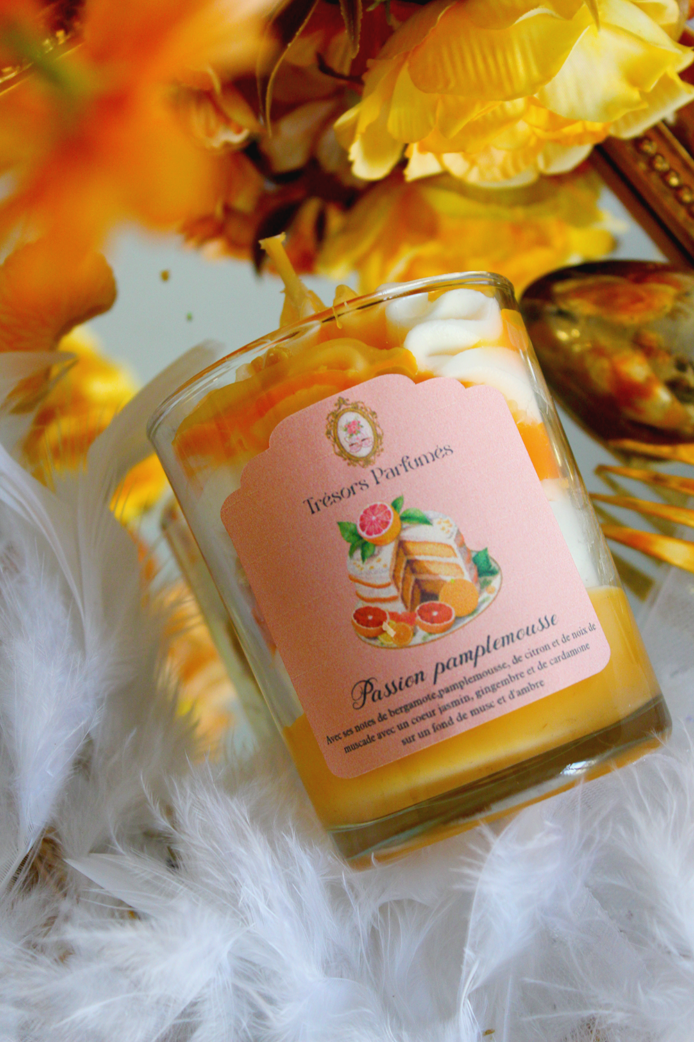 Bougie gourmande passion pamplemousse - parfum gingembre et pamplemousse