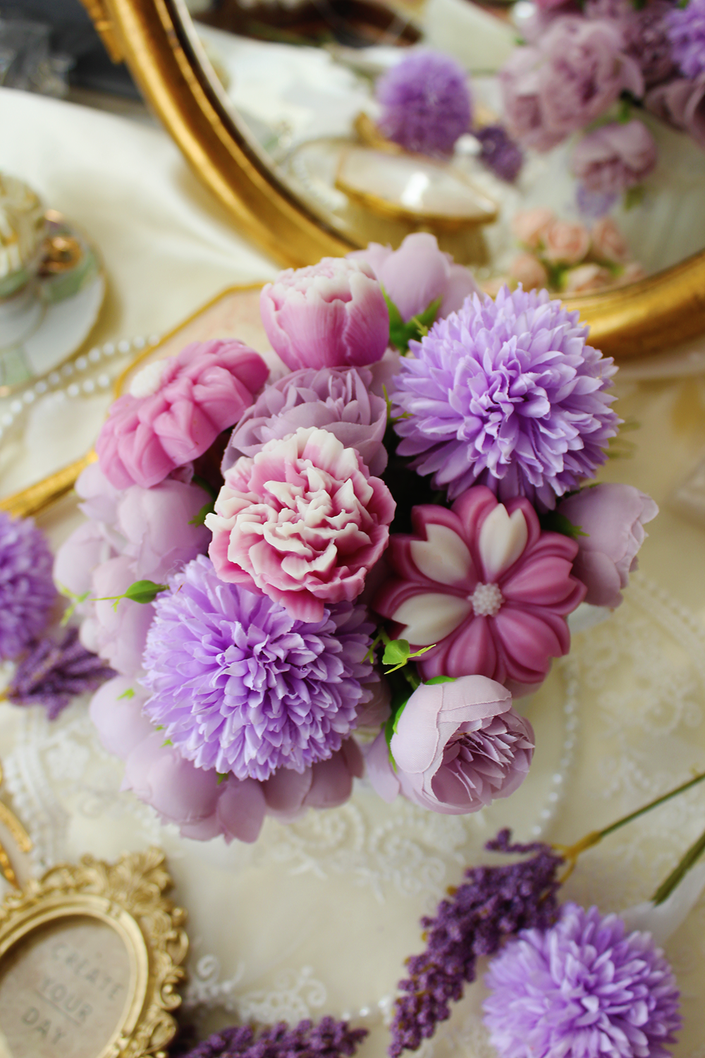 Bouquet théière "Violine" - parfum violette d'antan