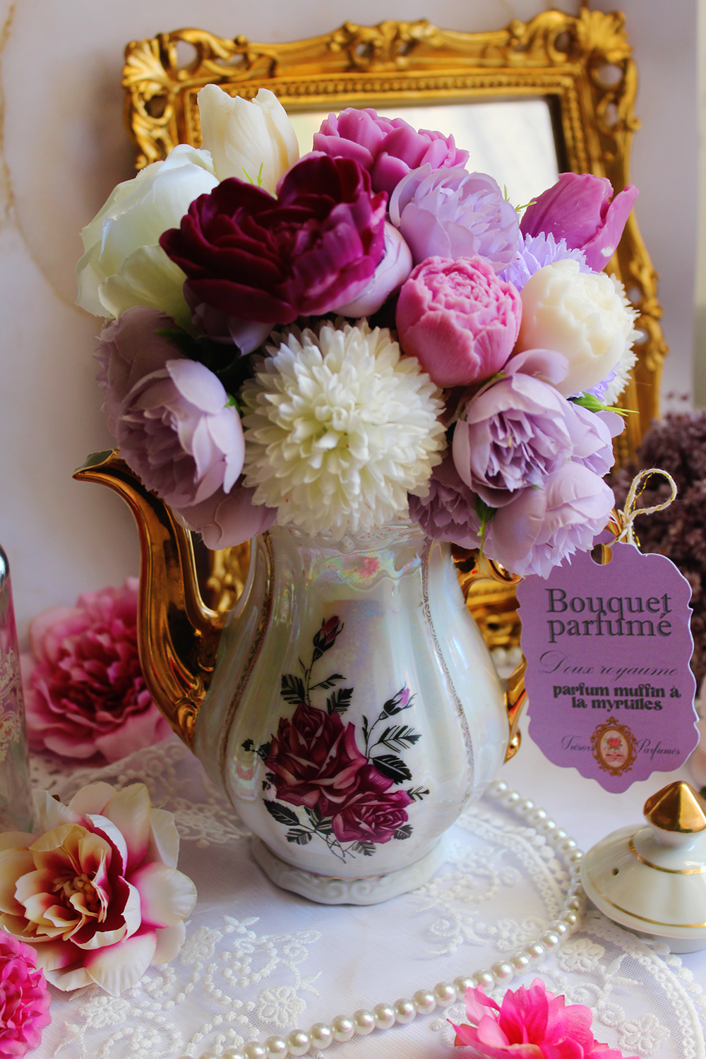 Bouquet theiere "Doux Royaume" - parfum muffin à la myrtilles