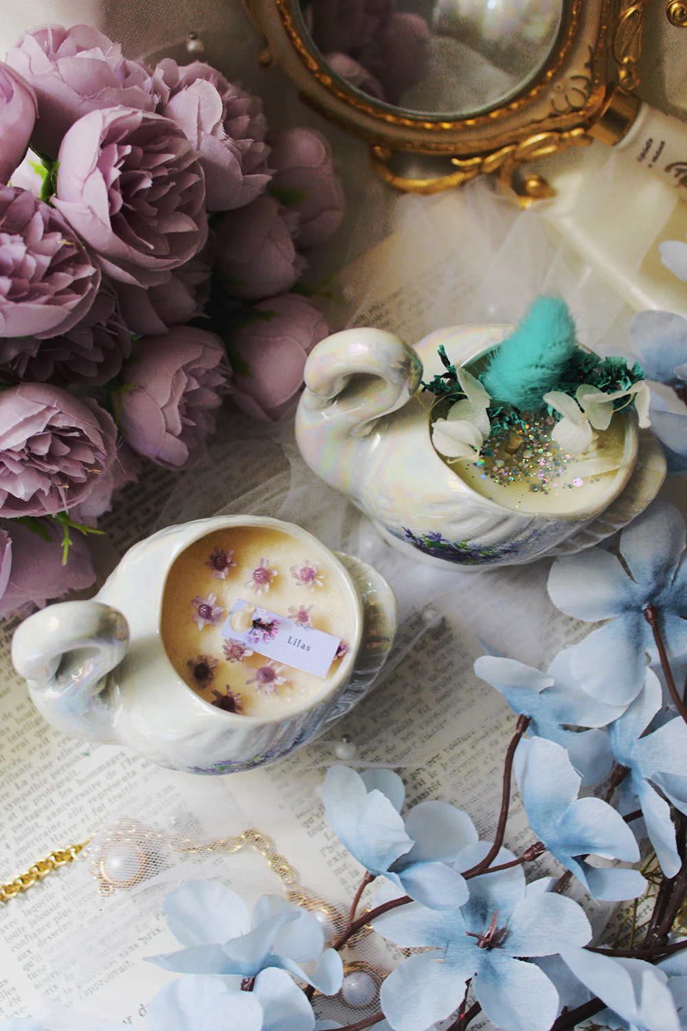 Fleurs irisées - parfum lilas ou patchouli