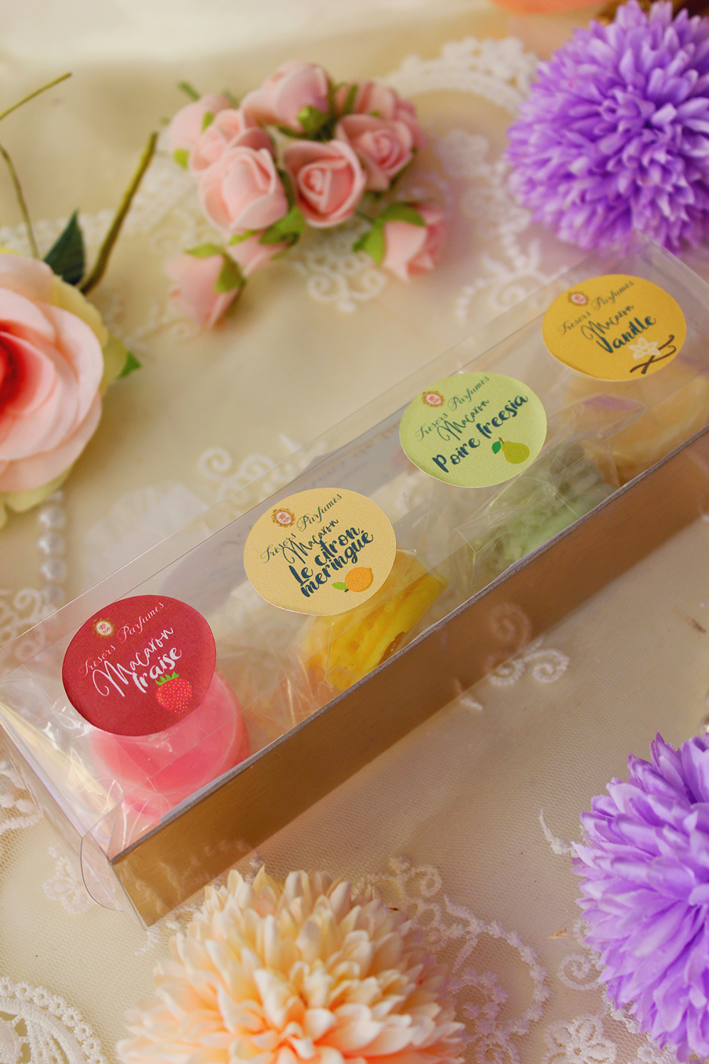 Les macarons de Lady - coffret 4 fondants parfumés