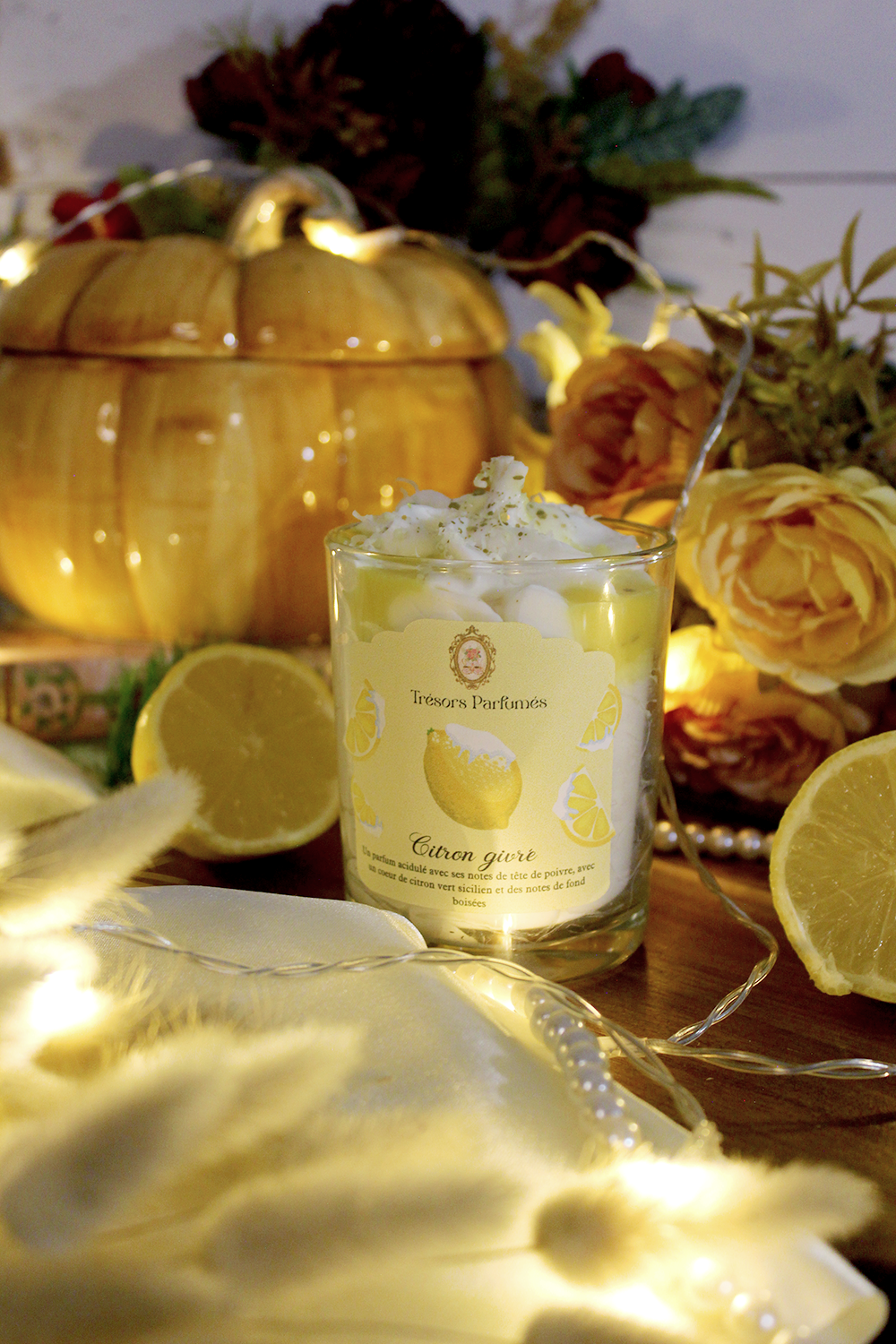 Bougie gourmande "Citron givré" parfum citron/lemoncello 200g