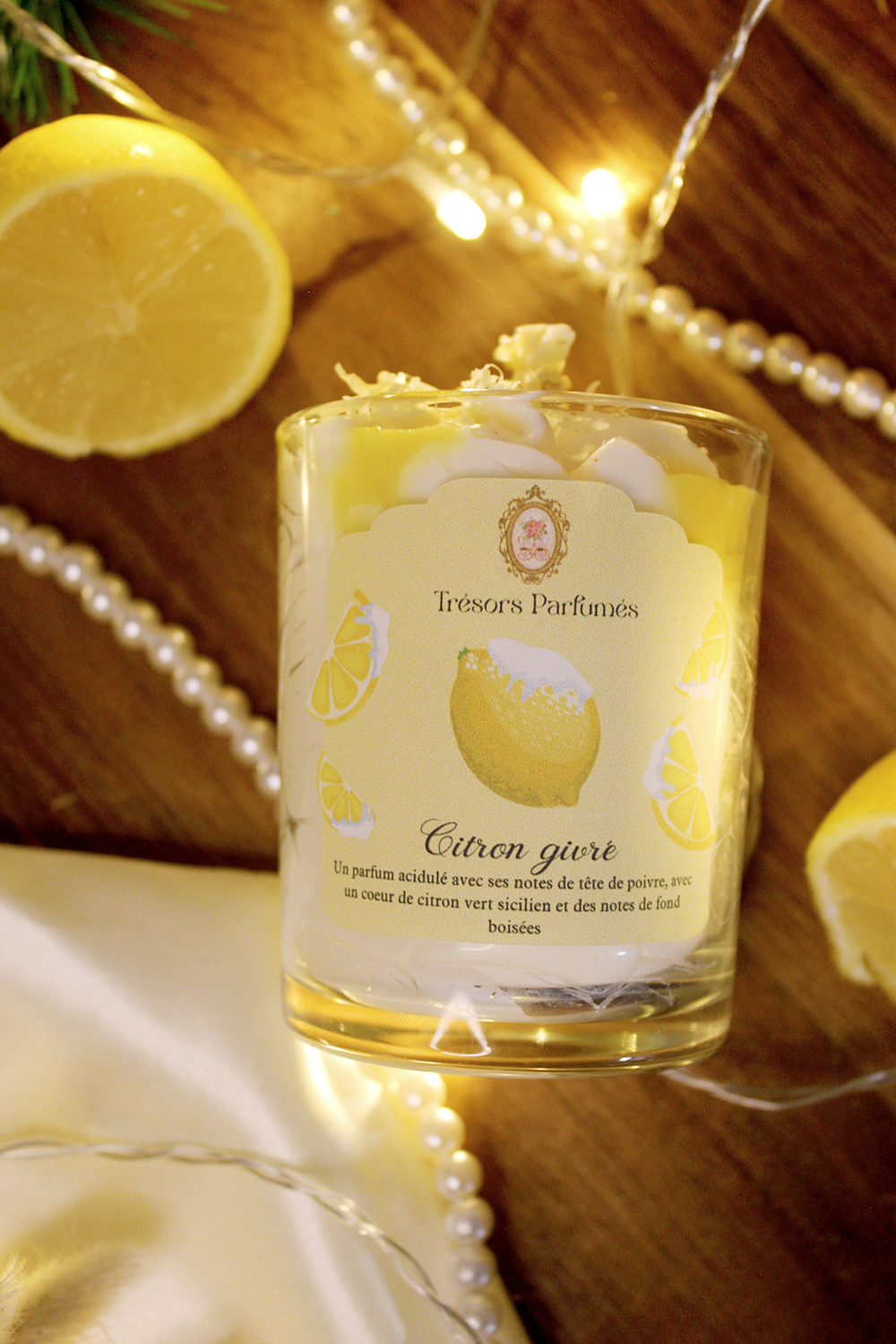 Bougie gourmande "Citron givré" parfum citron/lemoncello 200g
