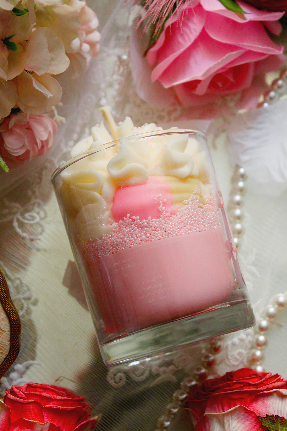 Bougie gourmande - parfum rose d'amour