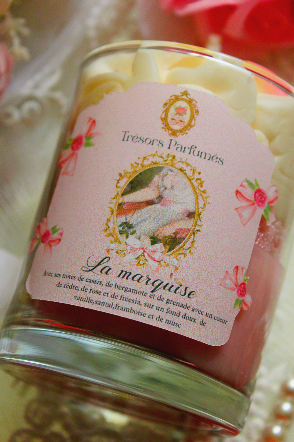 Bougie gourmande - parfum rose d'amour