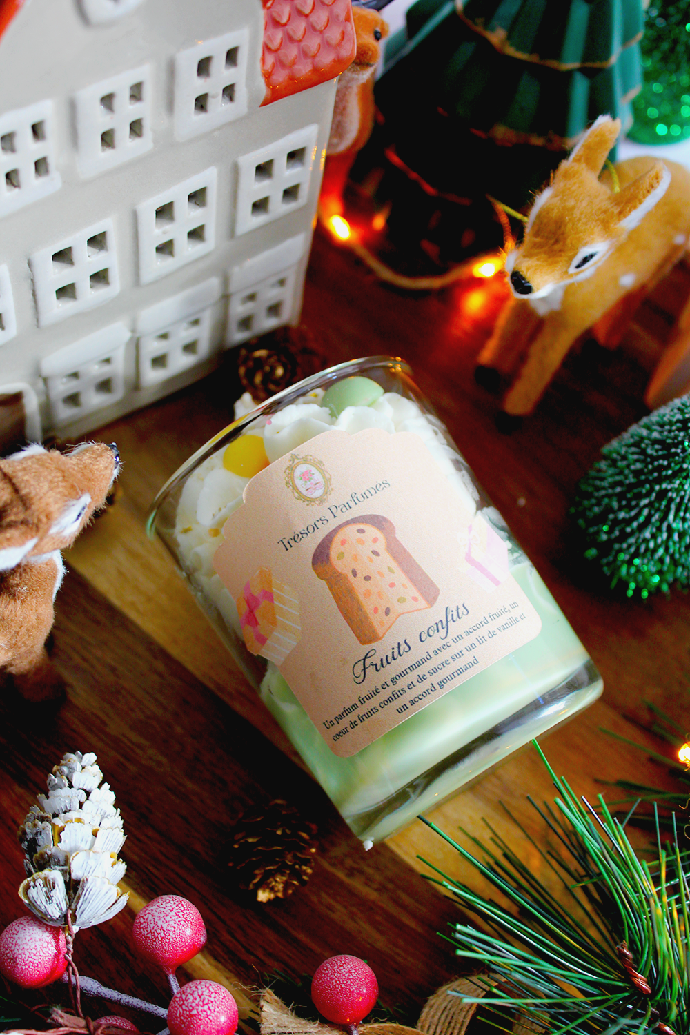 Bougie chantilly noel- parfum fruits confits