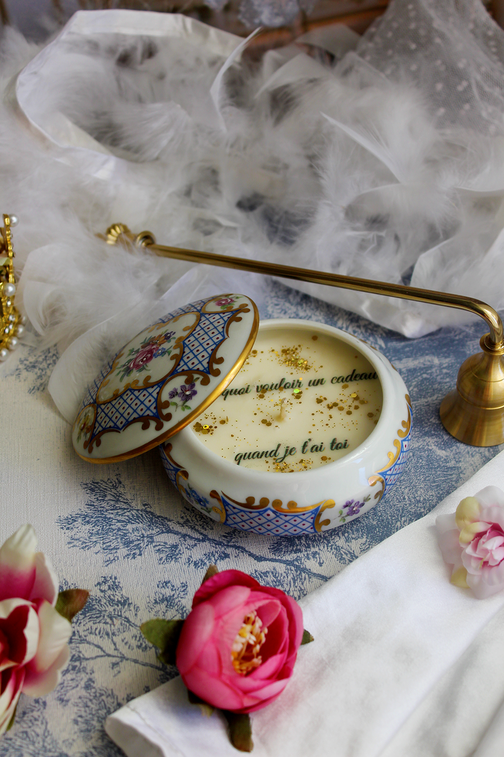 Bougie personalisée pourquoi vouloir un cadeau quand je t'ai toi parfum doudou de bébé