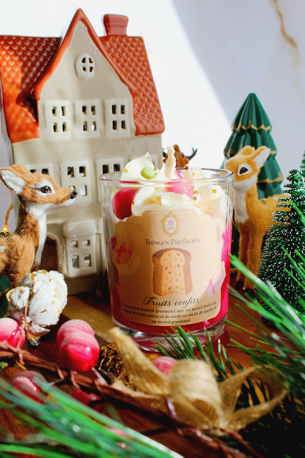 Bougie chantilly noel- parfum fruits confits