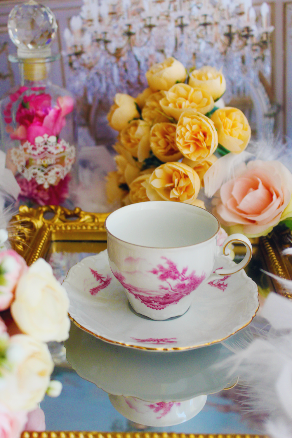 Tasse de thé en porcelaine de Bavière toile de jouy