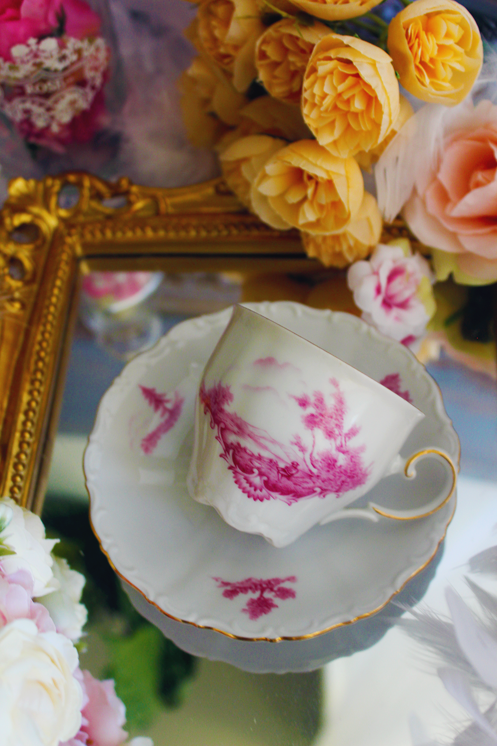 Tasse de thé en porcelaine de Bavière toile de jouy