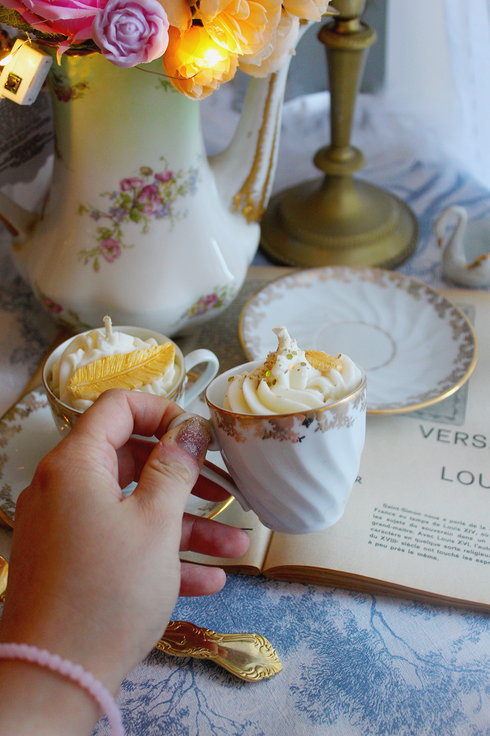 Bougie chantilly de cire " gourmandise de la princesse " parfum tilleul
