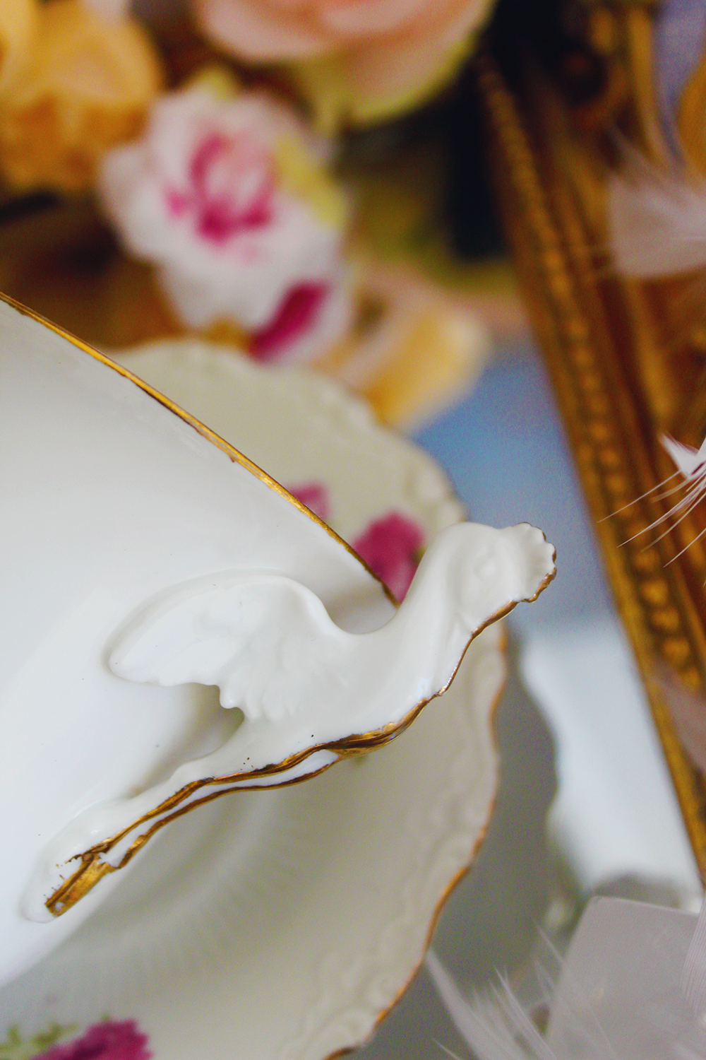 Tasse porcelaine vintage Col de Cygne
