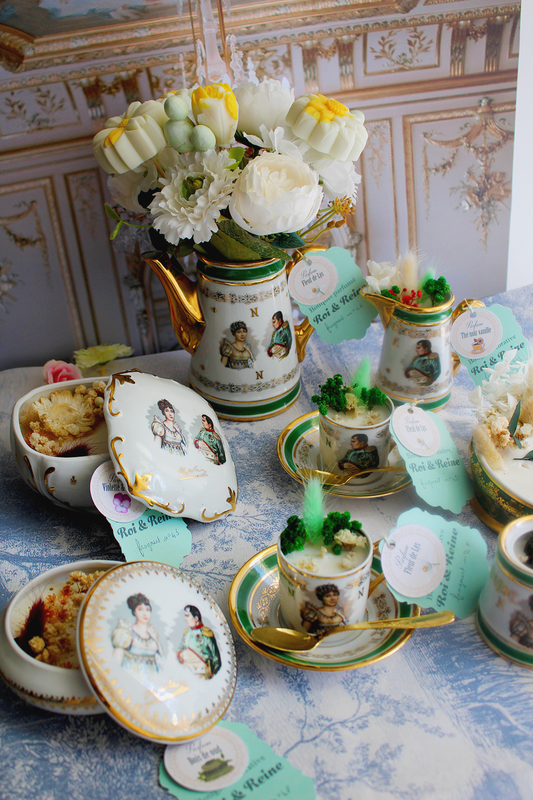 Collection Prestige « Roi & Reine » – service à café transformé en bougie en porcelaine de Luxe authentique parfum royal
