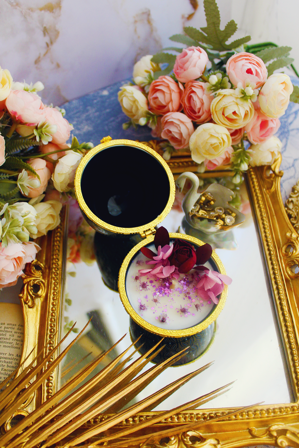Oeuf en porcelaine " Nuit étoilé"  XL parfum thé noir et vanille