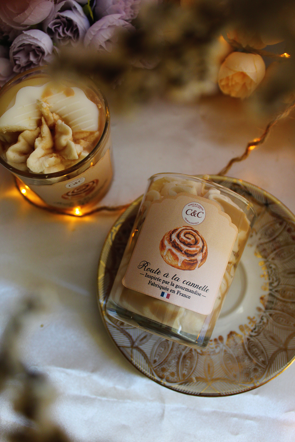 Le roulé à la cannelle – bougie chantilly parfumée – Image 2